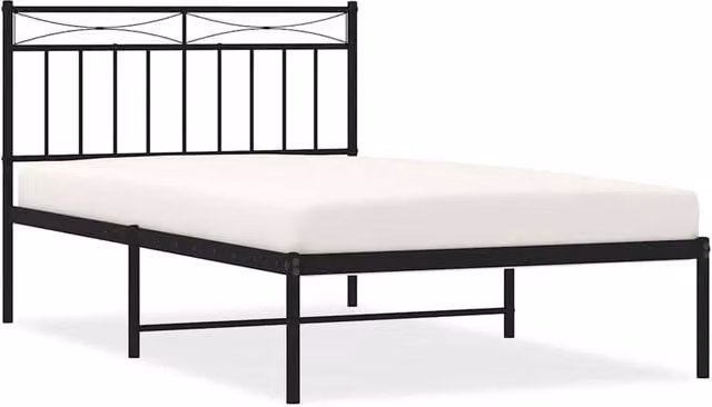 Berkfield Home Metal Bed Frame with Headboard in Black, W: 100 cm, L: 200 cm – 1