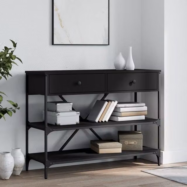 Berkfield Home Classic Console Table with Drawers and Shelves in Black – 1