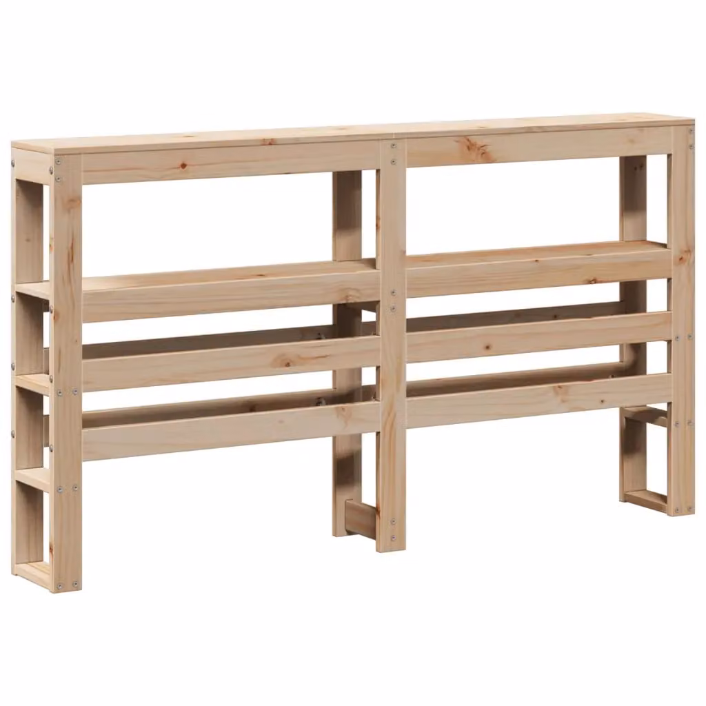 Berkfield Home Rustic Solid Wood Pine Headboard with Integrated Shelves in Brown, Width: 120 cm – 2