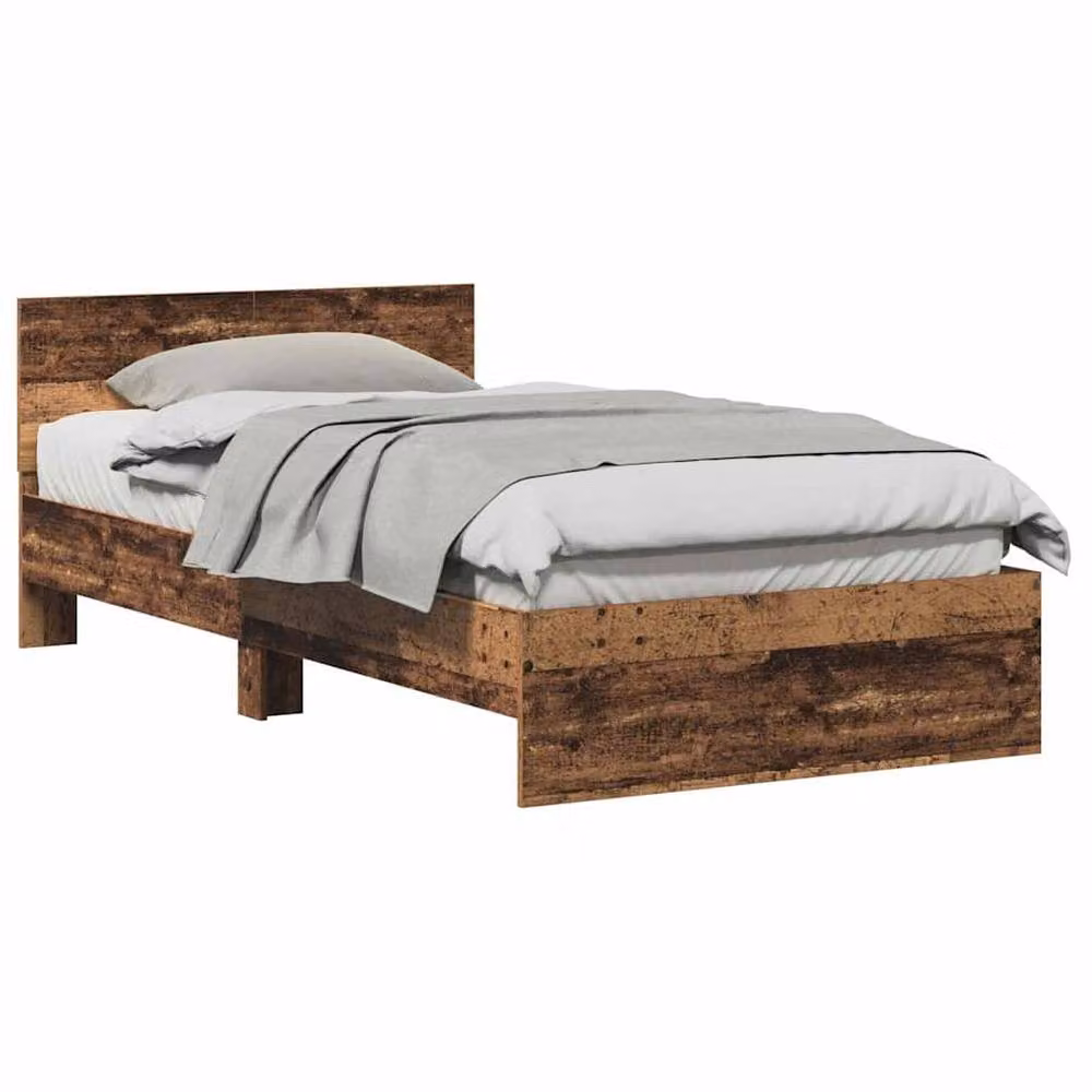 Berkfield Home Rustic Solid Pine Bed Frame with Headboard, Brown, W: 100 cm, L: 200 cm – 3