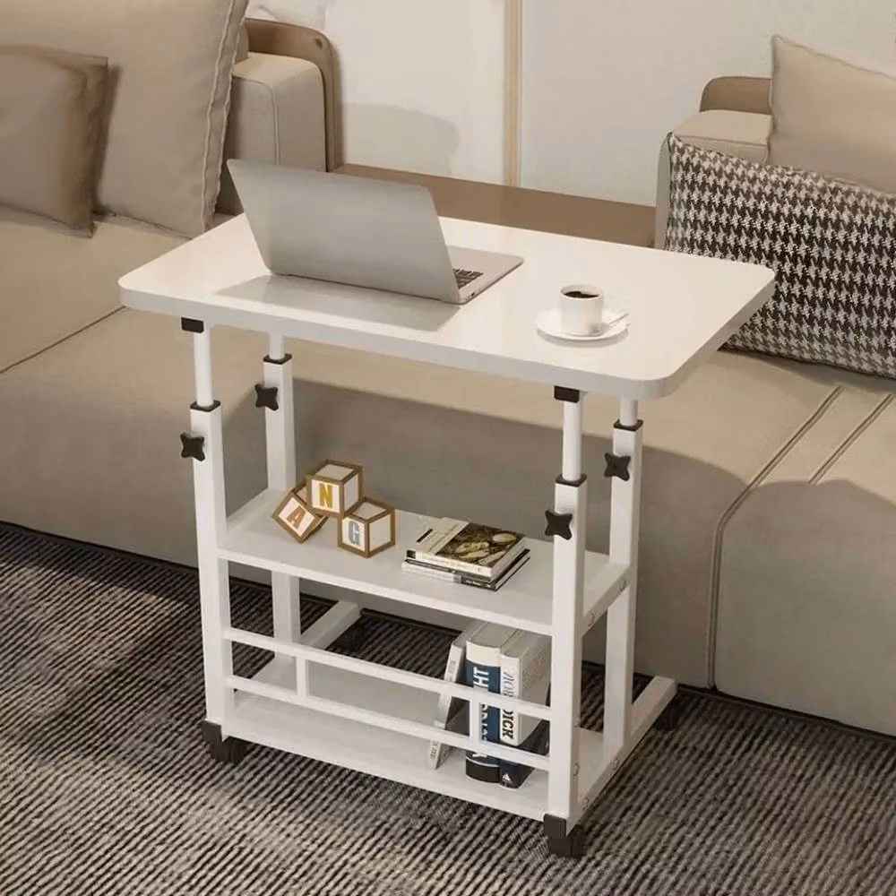 EONLION White Foldable Mobile Over Bed Table and Height Adjustable Writing Desk – 2
