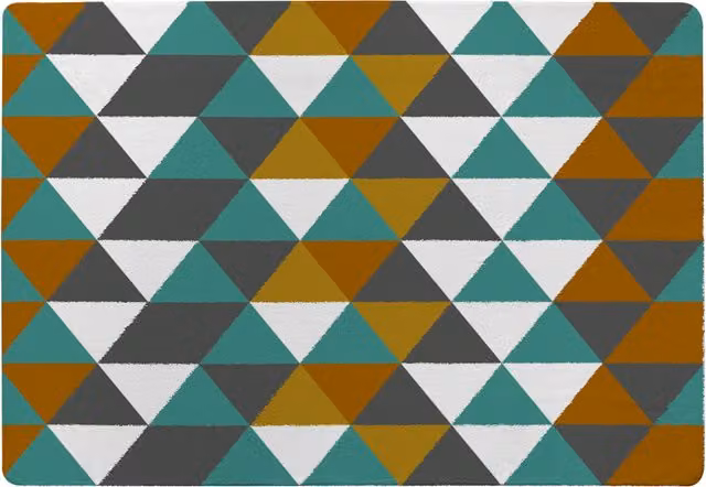 Benjamin Tate Design LTD Autumn Geometric Triangles Designer Wool Rug in Green and Multicolour, Width: 150 cm