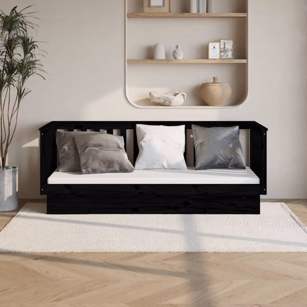 Berkfield Home Rustic Black Solid Wood Pine Day Bed W/D/H: 190 x 90 cm – 2