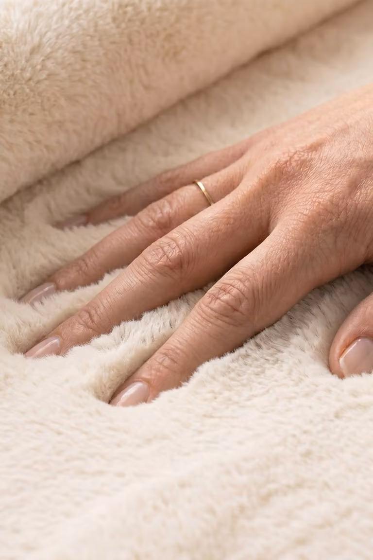Allure Bath Fashions Softie Faux Fur Rug in Beige and White, W/D/H: 120 x 170 cm