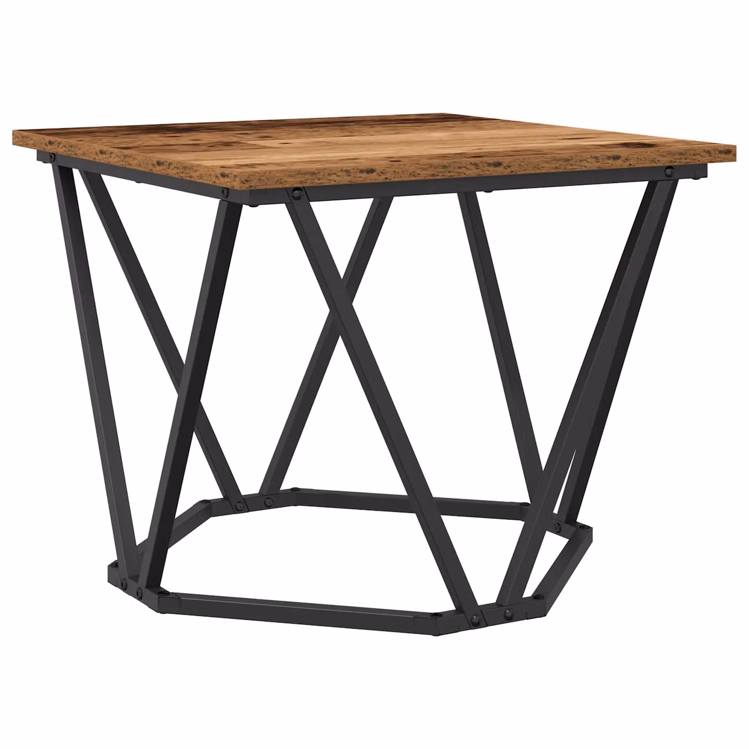 Berkfield Home Industrial Square Coffee Table in Brown with Reclaimed Wood and Metal X-Frame – 3
