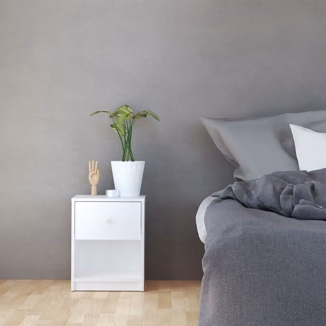May Modern 1-Drawer Bedside Table in Glossy White