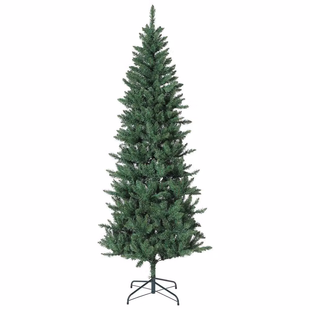 London Boutique 6ft Slim Pencil Artificial Christmas Tree with Warm White LED Lights in Green – 2