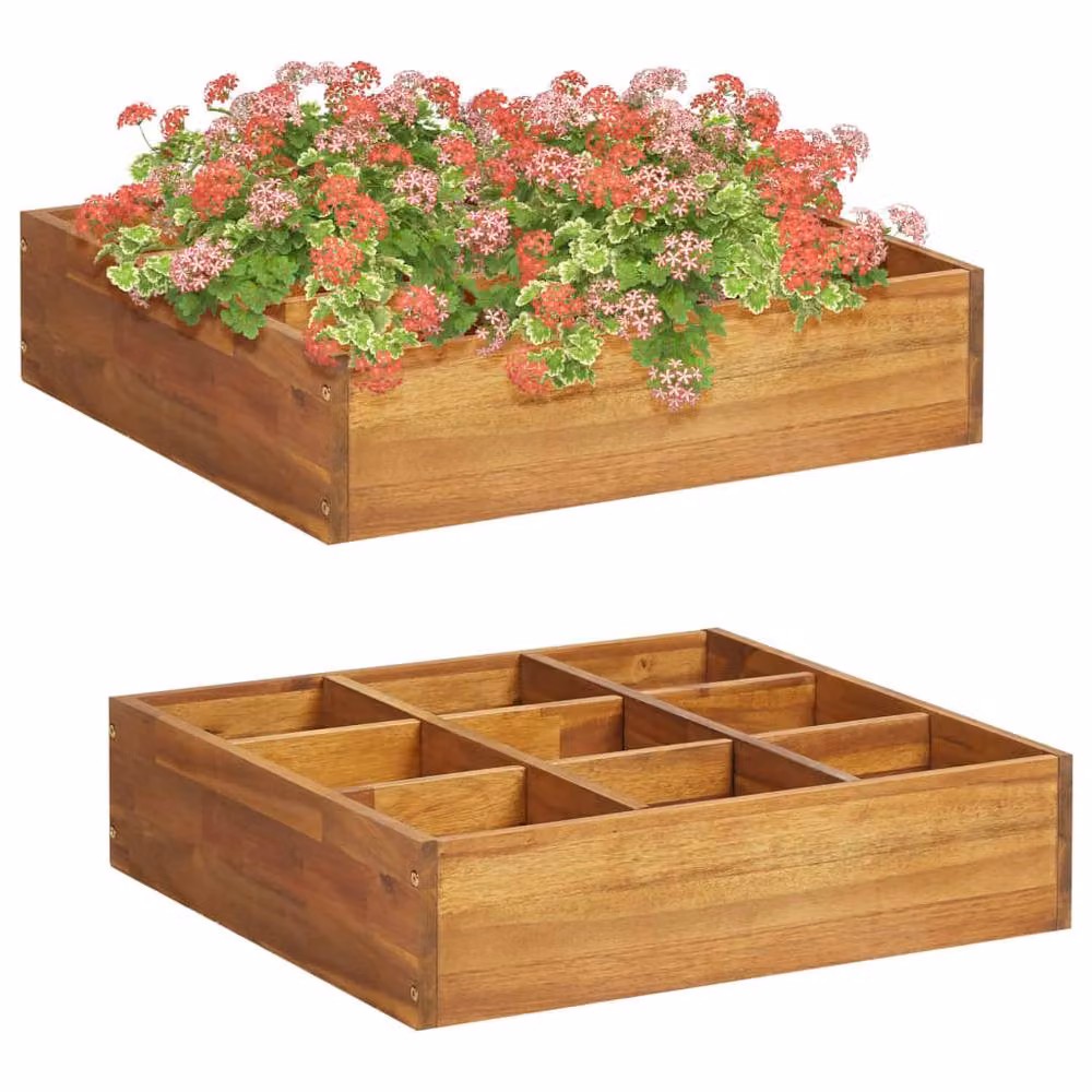 Berkfield Home Wooden Herb Garden Raised Bed in Brown, W/D/H: 60 x 60 x 15 cm – 2