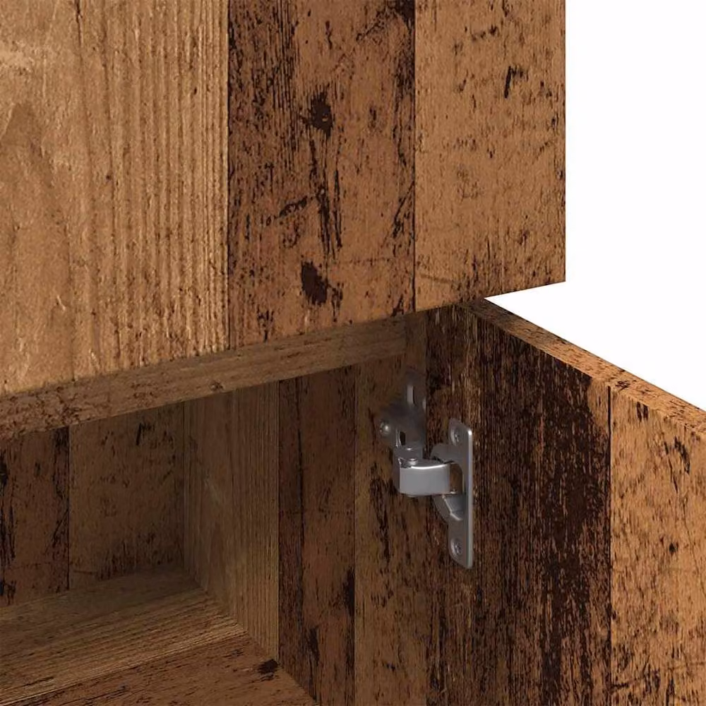 Berkfield Home Rustic Brown Bathroom Cabinet with Hinged Doors and Internal Shelves, W/D/H: 30 x 30 x 95 cm – 5