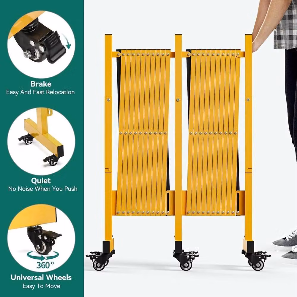Havendro Yellow Steel Folding Gate Expandable Mobile Retractable Barricade – 3