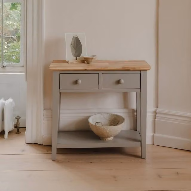 Statement Furniture Florence Acacia Wood Console Table in Grey, W/D/H: 82.5 x 32.5 x 76 cm – 1