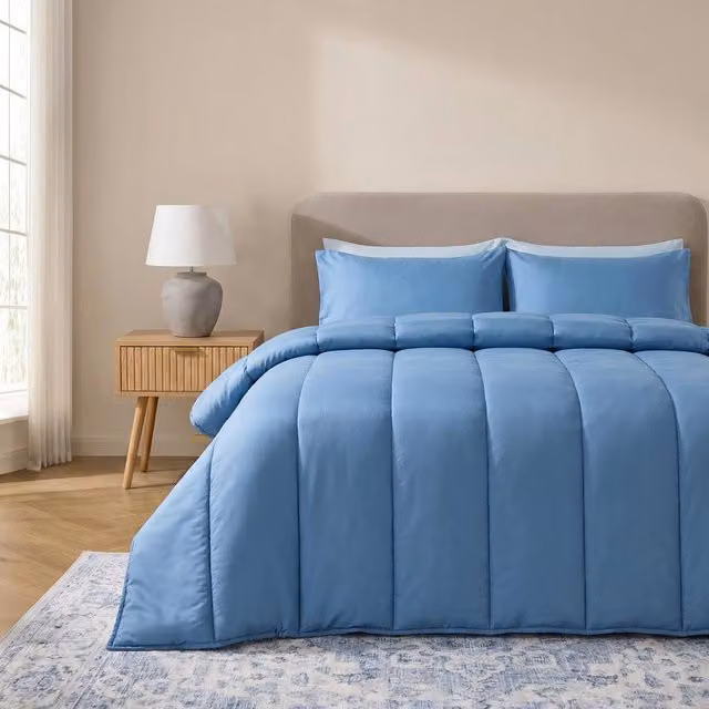 OHS Blue 10.5 TOG Coverless Duvet and Pillowcase Bedding Set for Adults, Single Size