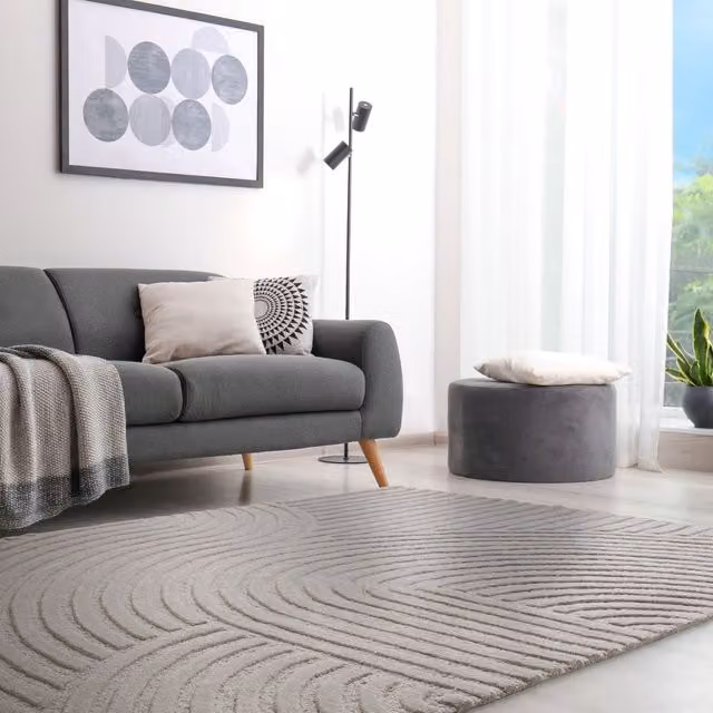 The Rug Shop UK Silver Handmade Wool Modern Geometric Easy To Clean Area Rug W: 160 cm, D: 230 cm – 1