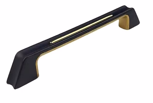 Golden Grace Shell Cabinet Cupboard Pull Handles in Matt Black and Gold, 160mm