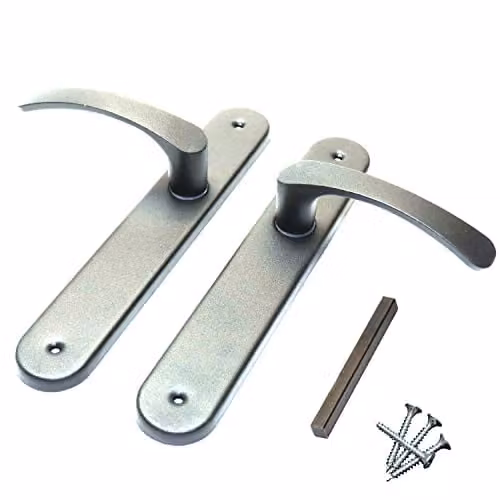 Sola Silver Interior Door Handle Set with Sleek Lever Design and Backplate – 1