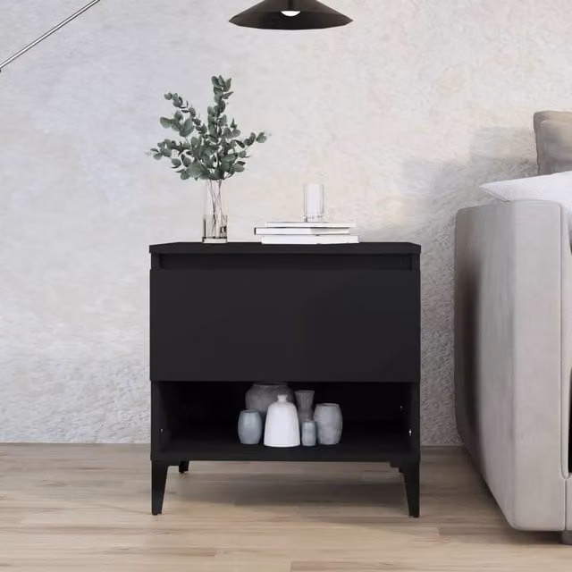 Berkfield Home Black Side Table in Engineered Wood, W/D/H: 50 x 46 x 50 cm
