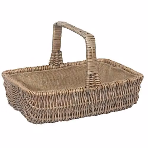Red Hamper Brown Large Rectangular Willow Wicker Garden Trug Planter