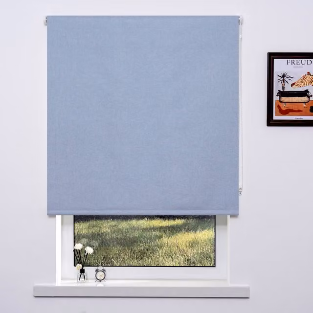 Trends Plain Blue Textured Blackout Textile Blind, Width: 60 cm