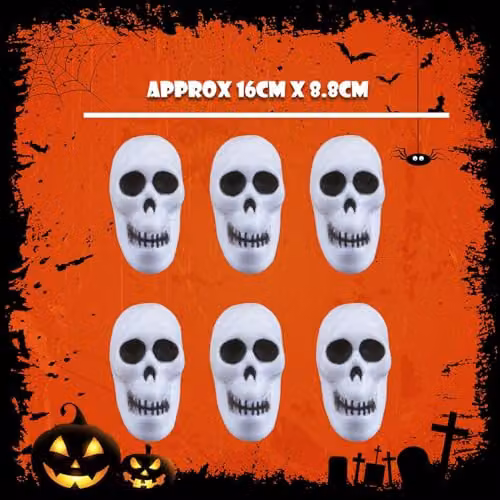 VFM e-Store White Skull and Pumpkin Set of Six Plastic Halloween Party Decorations – 4