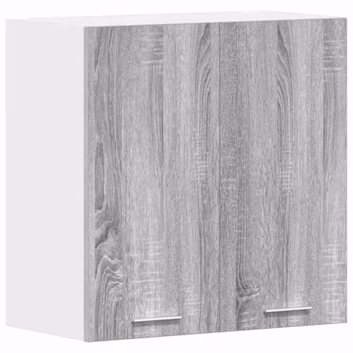 vidaXL Lyon Grey Wall Mounted Kitchen Cabinet with Hinged Doors and Internal Shelves, W/D/H: 60 x 31 x 60 cm – 1