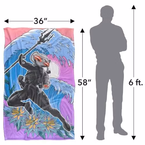 LOGOVISION Aquaman and the Lost Kingdom Black Manta Waves Super Soft Fleece Throw Blanket, Blue, Black and Multicolour, W: 91 cm, D: 147 cm – 2