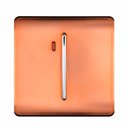 Trendi Switch Modern Decorative Glossy Double Pole 45 A Cooker Switch Control Unit with Neon Indicator in Copper – 2
