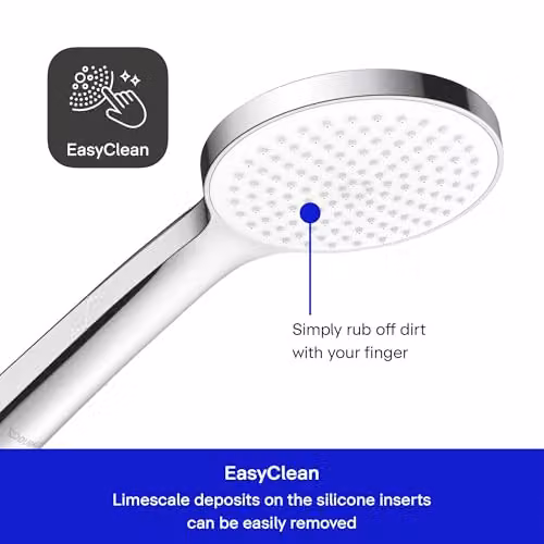 Duravit Universal Round Handheld Rain Shower Head in Chrome and White with Anti-Limescale and Water-Saving Features – 2