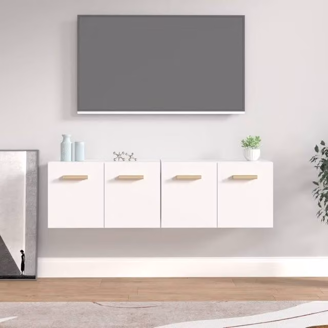 Berkfield Home Set of 2 White Matt Wall Cabinets in Engineered Wood, W: 60 cm, D: 35 cm, H: 35 cm