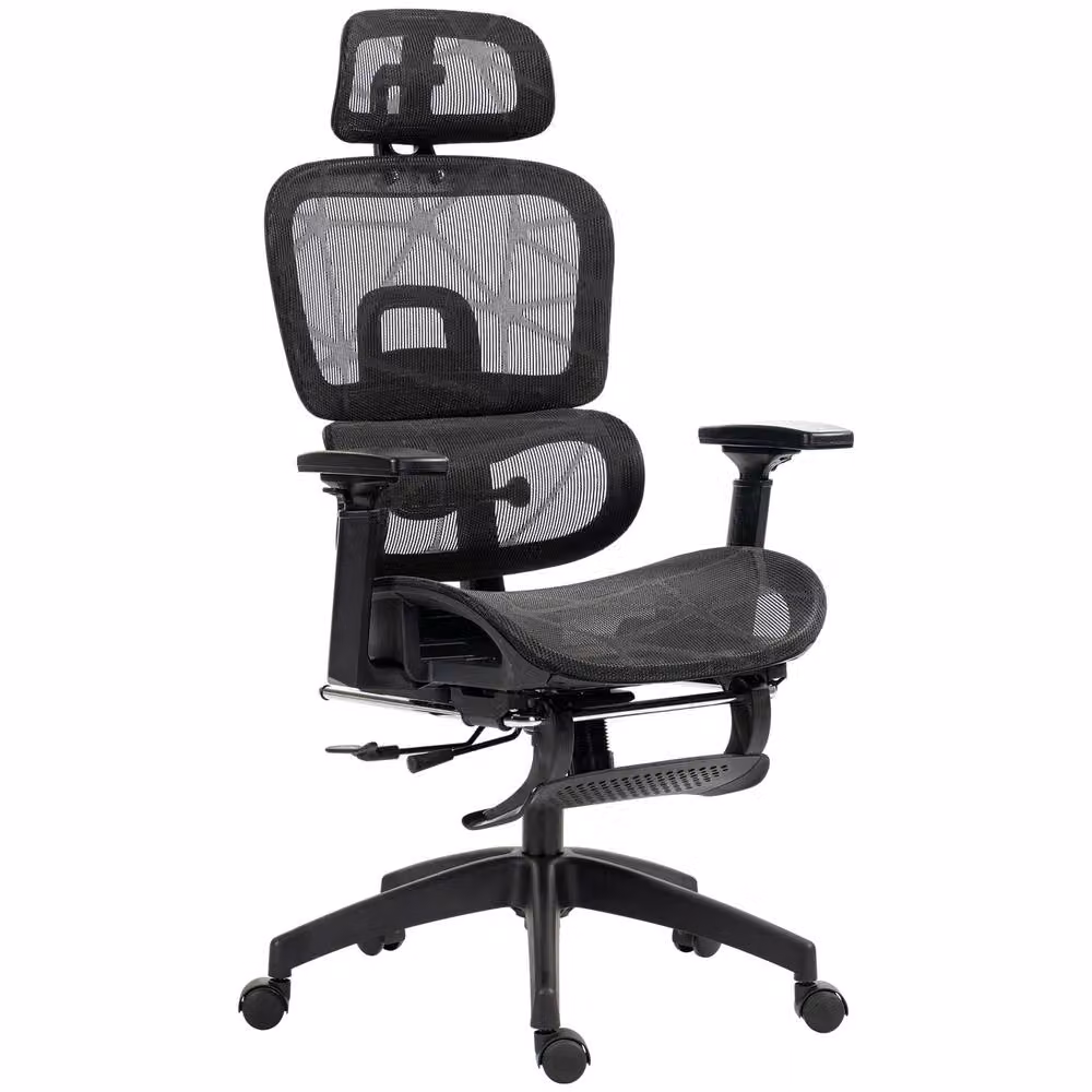 Rolipo Ergonomic Black Mesh Office Chair with Headrest and Adjustable Seat Depth – 2