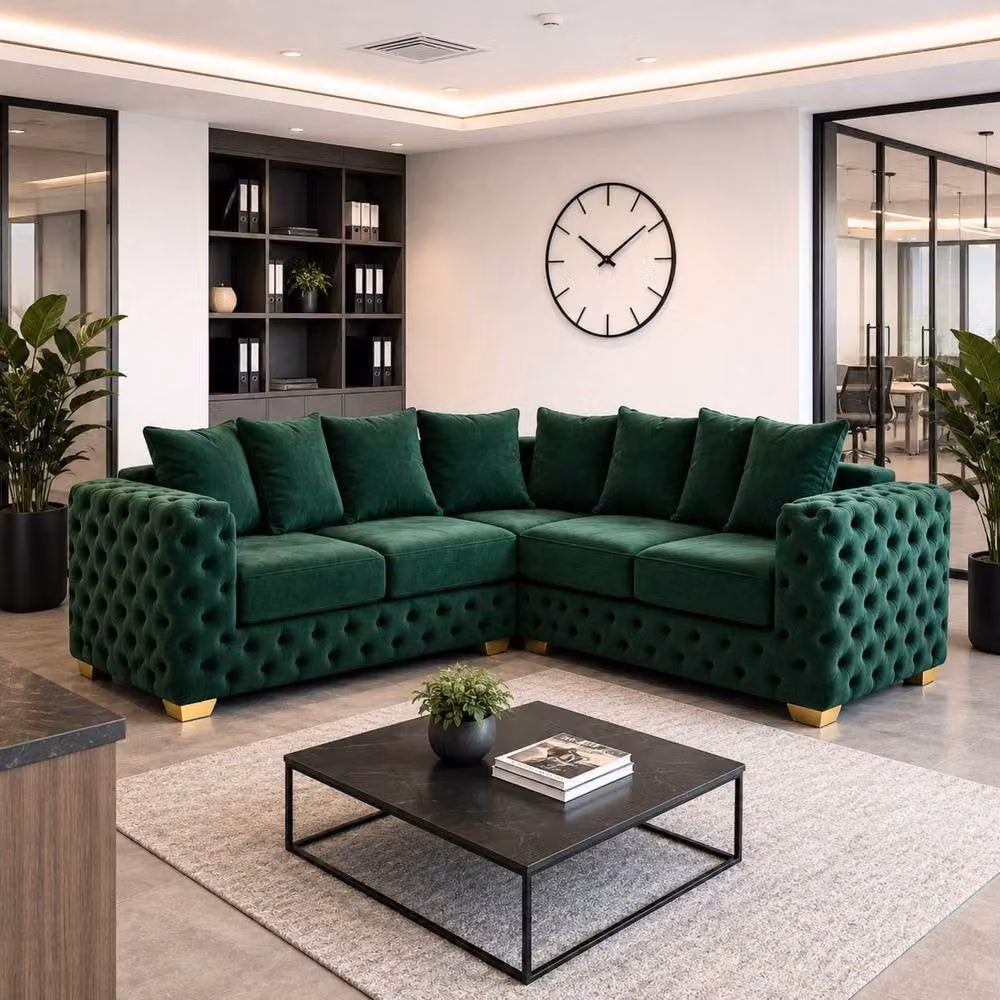 Stratus Interiors Ashley Chesterfield 2 Seater Scatter Back Velvet Sofa in Dark Green, W: 177.8 cm, D: 76.0 cm, H: 67.0 cm – 2
