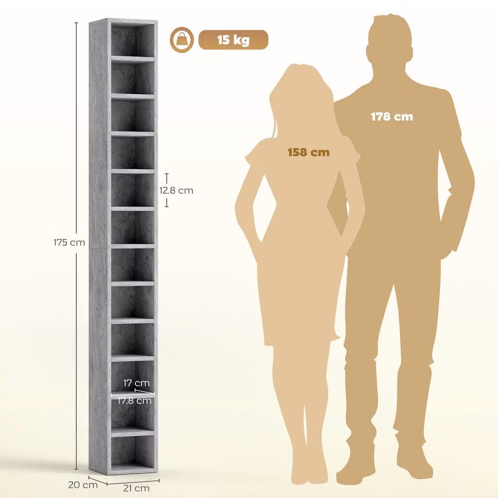 STILVORA 12 Cube CD Storage Tower in Grey – 2