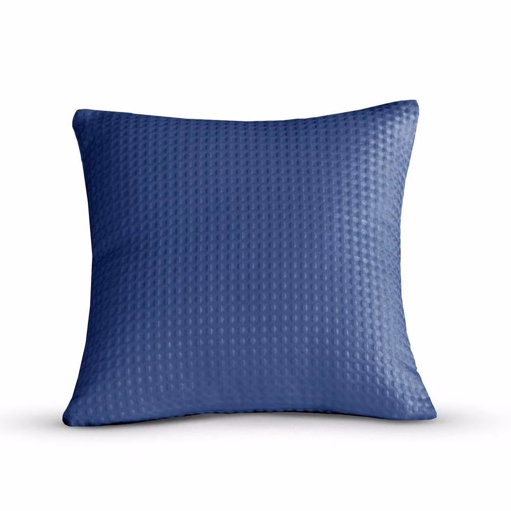 Velosso Waffle Weave Filled Square Cushion in Blue, W/D/H: 43 x 43 x 43 cm – 2