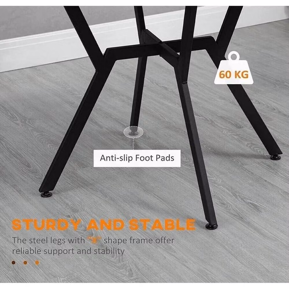 FORGEVIO Industrial Round Dining Table with Matt MDF Laminate Top and Metal Legs in Multicolour, H 90 cm x W 76 cm – 2
