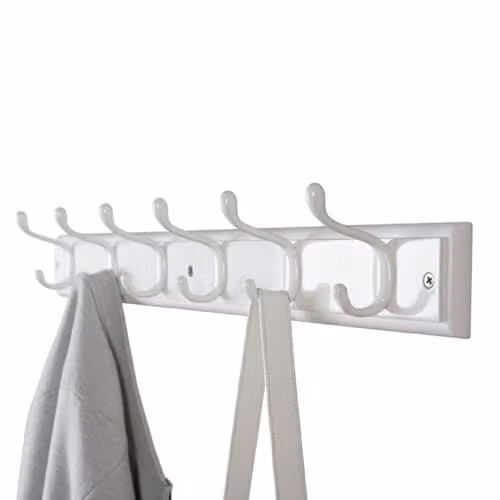 Keypak White Wooden Wall Mounted Coat Rack with 6 Hooks