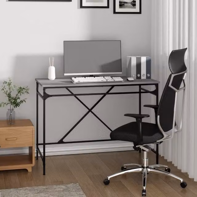 Berkfield Home Grey Sonoma Computer Desk with Engineered Wood and Iron Frame, W/D/H: 100 x 50 x 75 cm – 1
