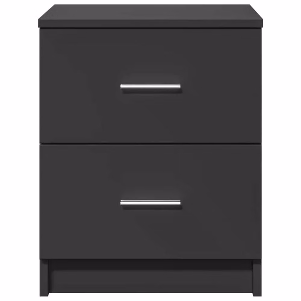 Berkfield Home Set of 2 Black Modern Bedside Cabinets with 2 Drawers, W/D/H: 40 x 36 x 50 cm – 3