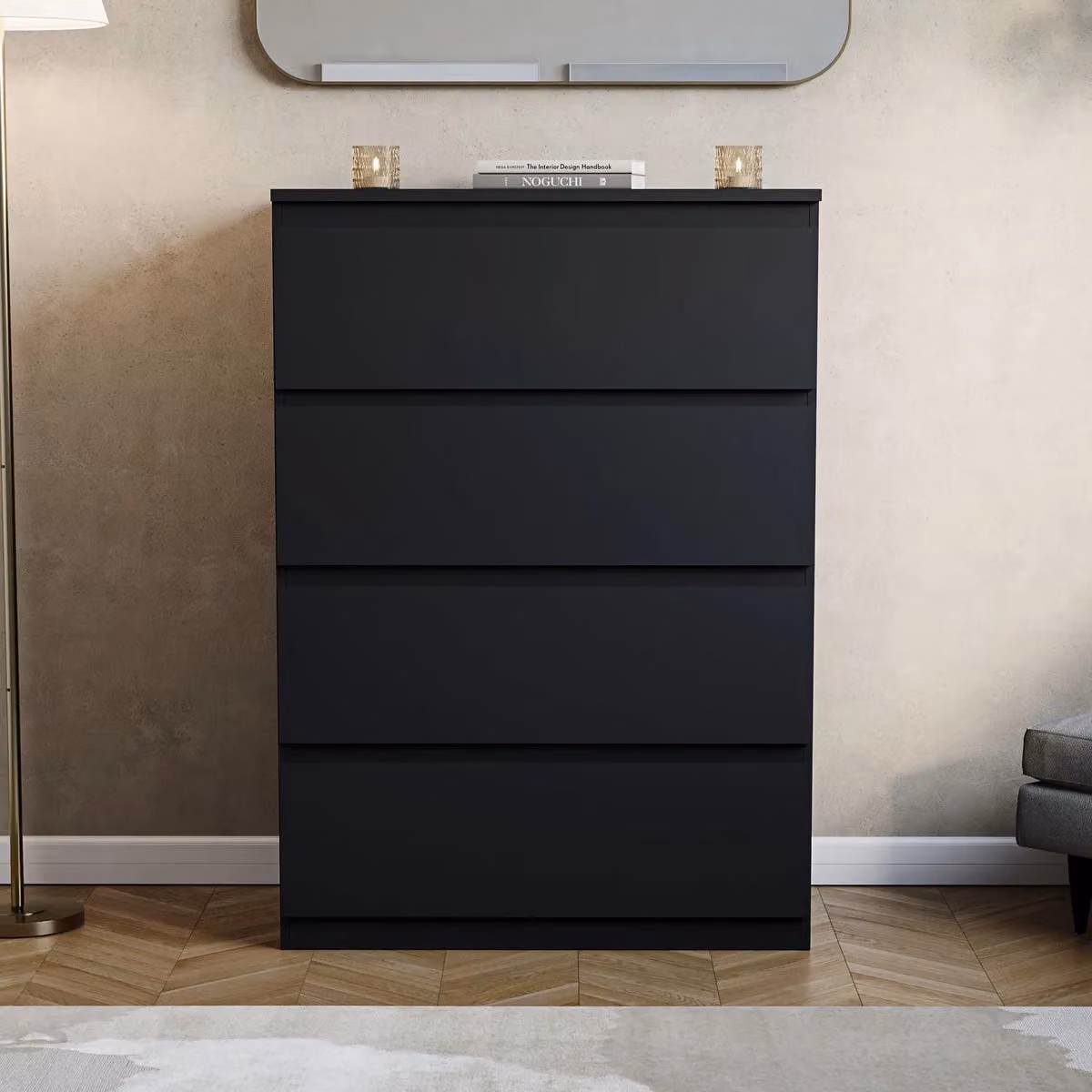Vida Designs Denver 4 Drawer Chest of Drawers in Black – 4