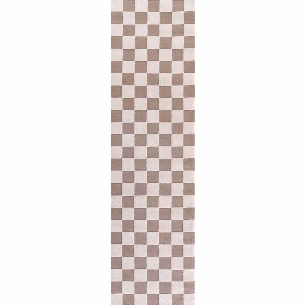 THE RUGS Loft Collection Checkerboard Beige Living Room Area Rug, W: 80 cm, D: 150 cm – 2