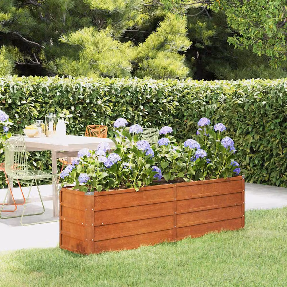Berkfield Home Garden Raised Bed in Brown Corten Steel, W/D/H: 160 x 40 x 45 cm – 1