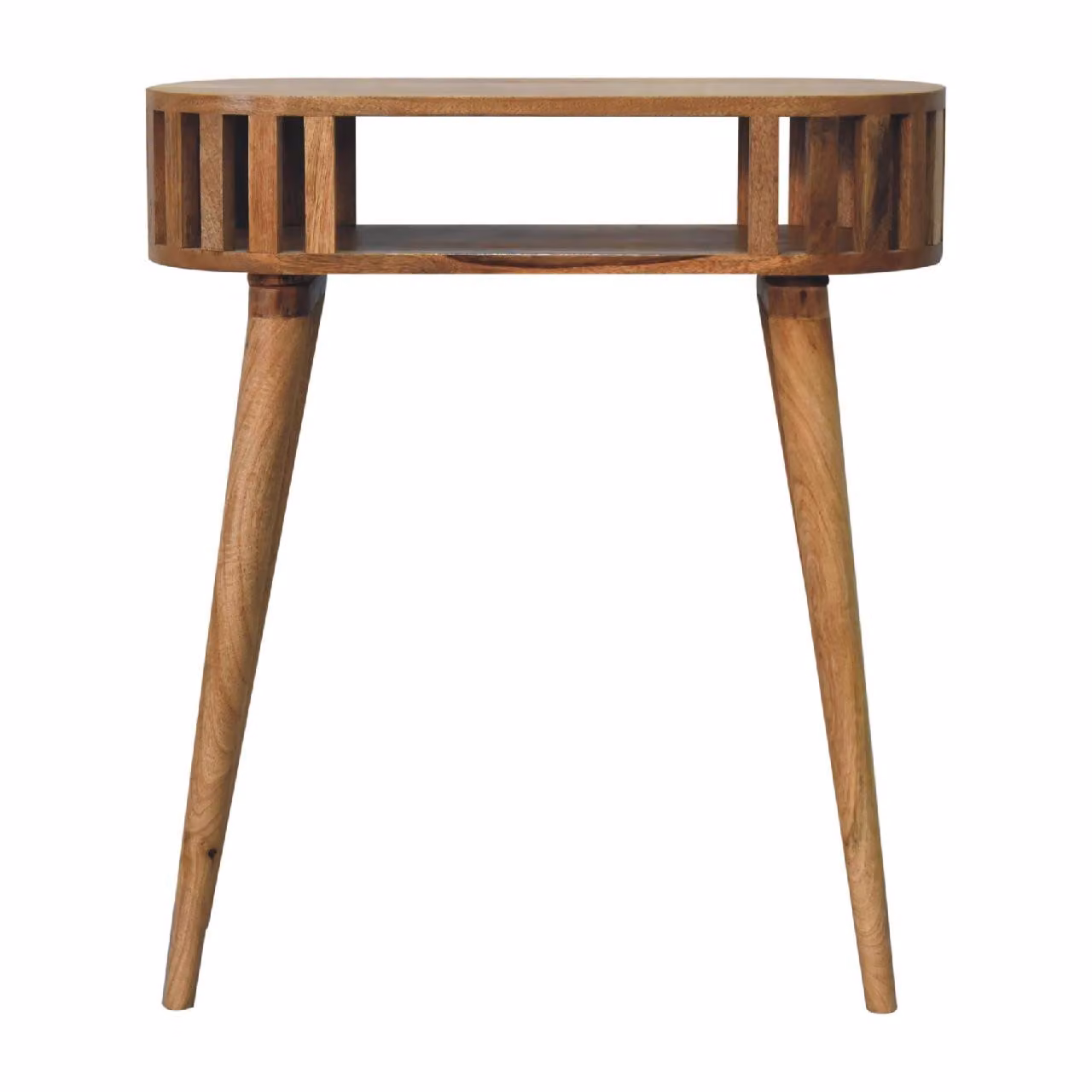 Aosom UK Ariella Solid Mango Wood Console Table with Open Shelf and Scandi-inspired Legs, Brown, W/D/H: 70 x 30 x 80 cm – 2