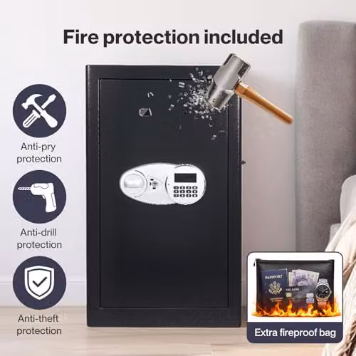 Levede 85L Fireproof Electronic Security Safe in Black, W/D/H: 65.01 x 38.0 x 31.0 cm – 5