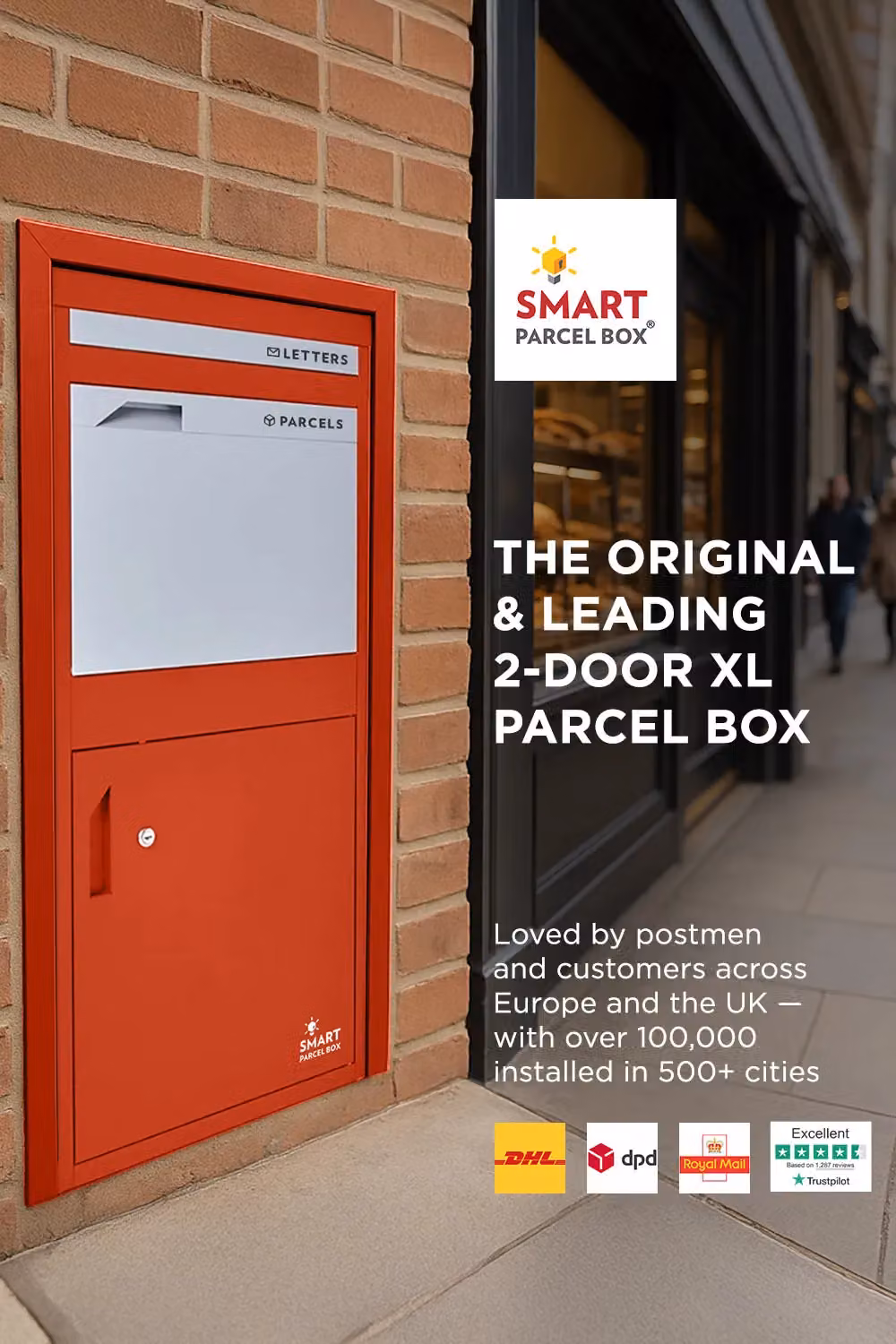 Homescapes Smart Parcel Box Extra Large Wall Mounted Secure Delivery Box in Red, W/D/H: 102.5 x 48.5 x 34.0 cm – 2