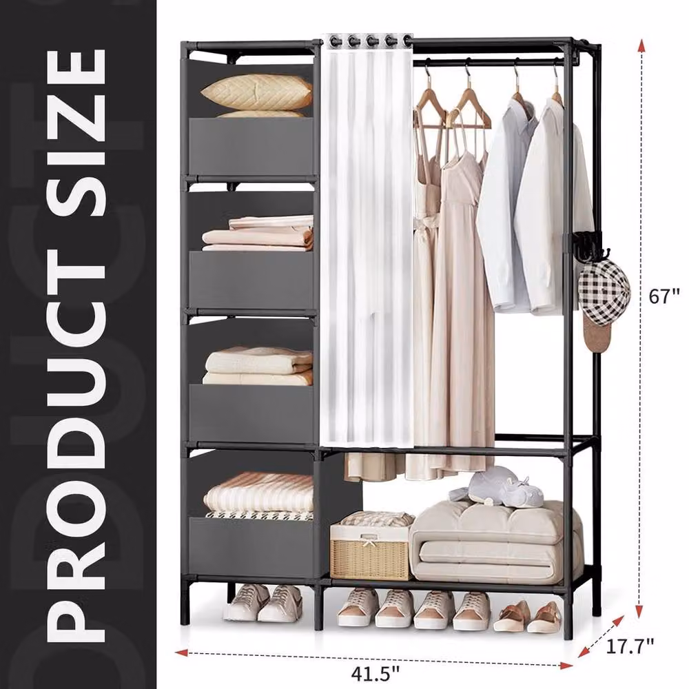 KORVIXA Heavy Duty Clothes Rail Hanging Rack in Grey, W/D/H: 100 x 100 x 160 cm – 2