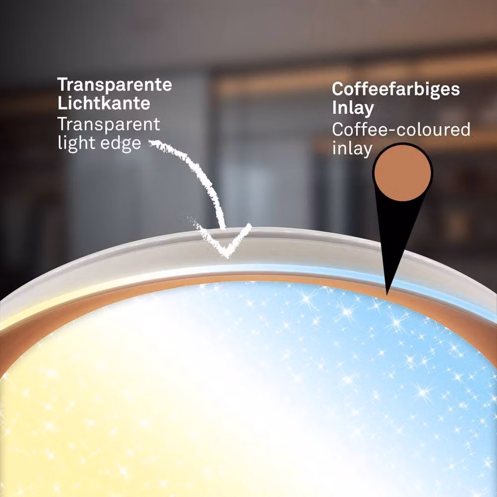 Briloner LED Ceiling Light with Starry Sky Effect, Dimmable with Remote Control and Timer, Warm Grey Coffee, W/D/H: 43 x 43 x 8 cm – 3