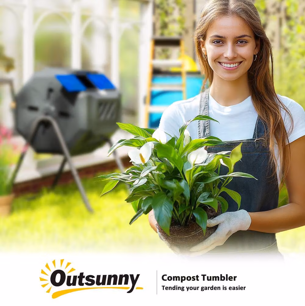 STILVORA 160L Rotating Dual Chamber Compost Bin in Black, W/D/H: 120 x 65 x 96 cm – 6