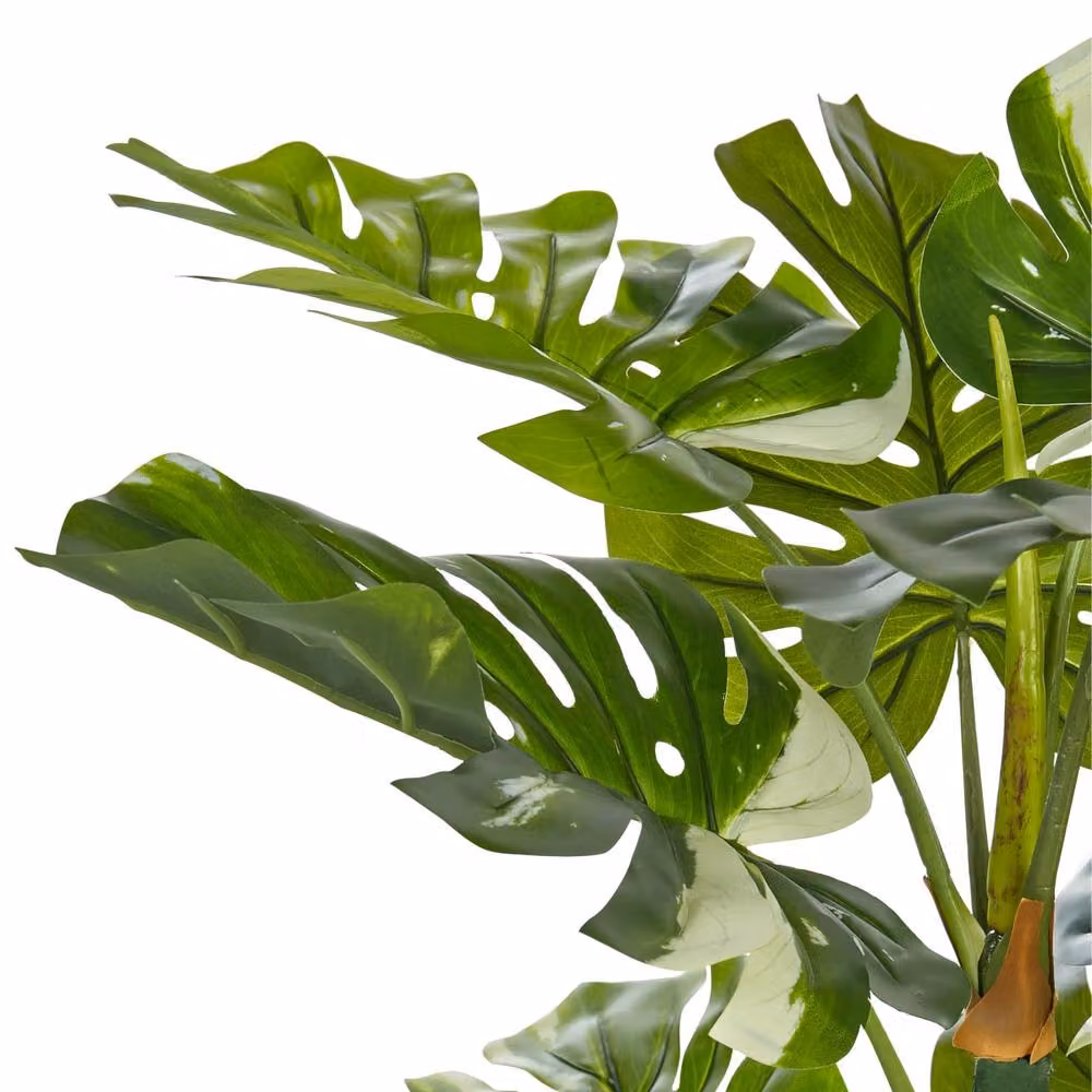 Wyld and Coco 135 cm Artificial Monstera Plant in Green with Black Concrete Pot – 3