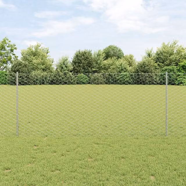 Berkfield Home 10-Piece Galvanised Steel U-Channel Mesh Fence Posts in Silver, Height: 100 cm