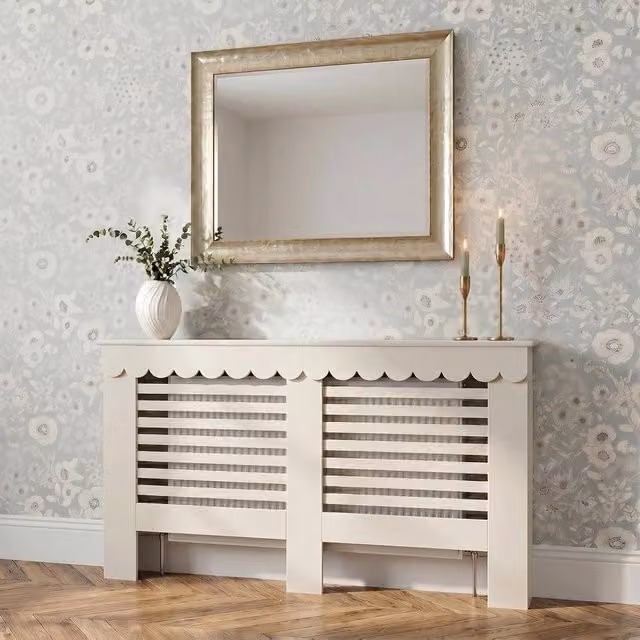 OHS Scallop Radiator Cover and Engineered Wood Sideboard Shelf in Cream – 1