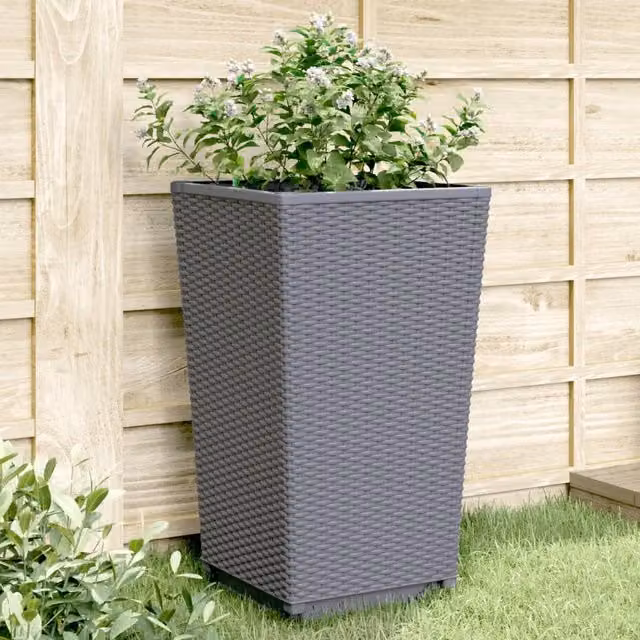 Berkfield Home Garden Planter Tubs, 2 Pack, Blue and Grey, W/D/H: 32.5 x 32.5 x 57 cm – 1