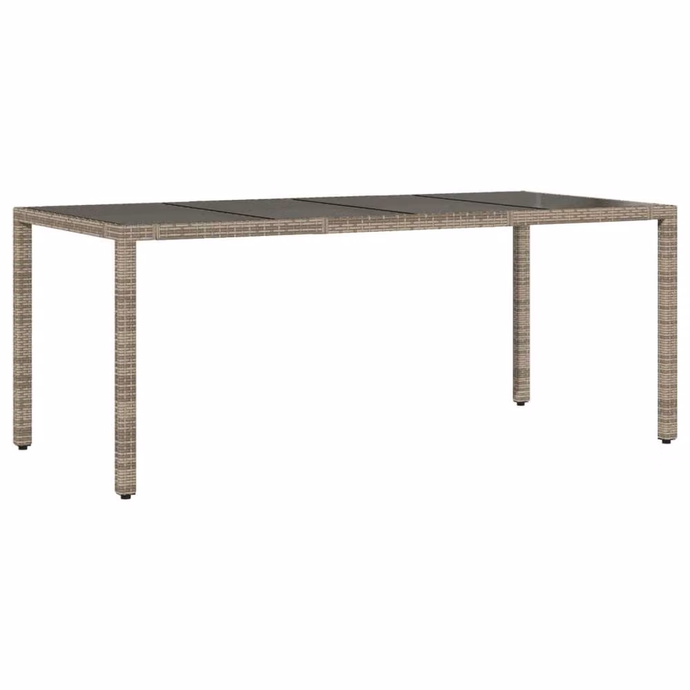 Berkfield Home Grey Poly Rattan Extendable Garden Table with Glass Top, W: 190 cm, D: 90 cm, H: 75 cm – 2